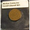 Image 2 : 861. 1878 Indian Head Cent. VF 30. Redbook value $110.00.