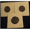 Image 2 : 143. 1866 Rays, 67 No Rays, & 68 U.S. Shield Nickels. G-VG Redbook value $70.00.