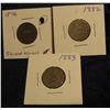 Image 1 : 146. 1876 VG Toned, 1882 G-VG, & 1883 VF U.S. Shield Nickels. Redbook value $75.00.