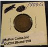 Image 1 : 898. 1908 S Indian Head Cent. VG-8. Redbook value $100.00.