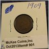 Image 1 : 901. 1909 P Indian Head Cent. VG-8. Redbook value $15.00.