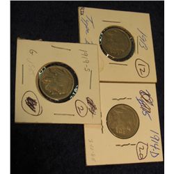 154. 1913 P T.1 F-12, 14 D (key date) G-4, & 19 S G-4 Buffalo Nickels. Redbook value $115.00.
