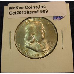 909. 1953 D Franklin Half Dollar. Brilliant MS 63. Redbook value $23.00.