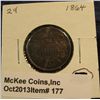 Image 1 : 177. 1864 Large Motto U.S. Two Cent. VF 20. Redbook value $35.00.