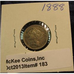 183. 1888 U.S. Three Cent Nickel. VF 20. Redbook value $75.00.