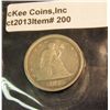 Image 1 : 200. 1875 S U.S. Twenty Cent Piece. VG-8. Scarce. Redbook Value $120.00.