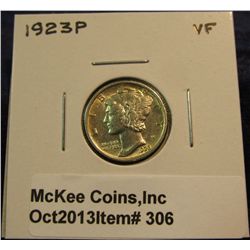 306. 1923 P Mercury Dime. VF 20.