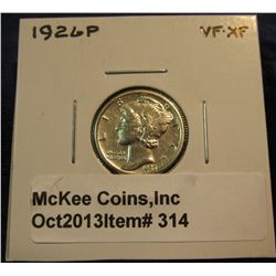 314. 1926 P Mercury Dime. VF-EF.