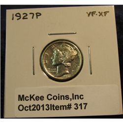 317. 1927 P Mercury Dime. VF-EF.
