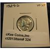Image 1 : 324. 1924 D  Mercury Dime. VF-EF.