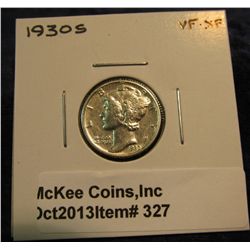 327. 1930 S Mercury Dime. VF-EF.