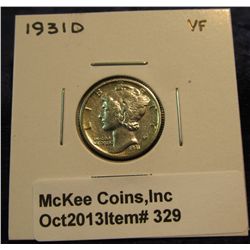 329. 1931 D Mercury Dime. VF 20.