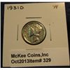 Image 1 : 329. 1931 D Mercury Dime. VF 20.