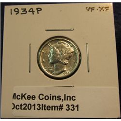 331. 1934 P Mercury Dime. VF-EF.