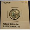Image 1 : 331. 1934 P Mercury Dime. VF-EF.