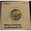 Image 1 : 337. 1936 D Mercury Dime. VF-EF.