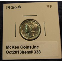 338. 1936 S Mercury Dime. EF.