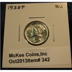 342. 1938 P Mercury Dime. BU.