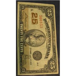 348. 1923 Series Canada Twenty-Five Cent Fractional Note.
