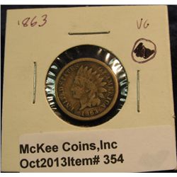 354. 1863 Copper-nickel Indian Head Cent. VG-8.
