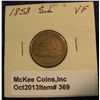Image 1 : 369. 1858 SL U.S. Flying Eagle Cent. VF 20.