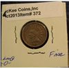 Image 1 : 372. 1859 Indian Head Cent. F-12.