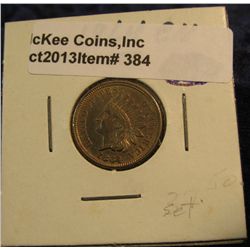 384. 1864 Copper-nickel Indian Head Cent. AU 50. Redbook value $135.00.