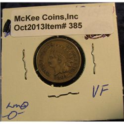 385. 1864 Copper-nickel Indian Head Cent. VF 20. Redbook value $55.00.