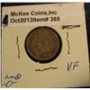 Image 1 : 385. 1864 Copper-nickel Indian Head Cent. VF 20. Redbook value $55.00.
