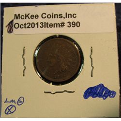 390. 1866 Indian Head Cent. Scarce. VF 20. Redbook value $100.00.