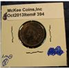 Image 1 : 394. 1867 Indian Head Cent. EF 40. Leather grain toning. Redbook value $230.00.