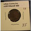 Image 1 : 400. 1869 Indian Head Cent. EF 40. Redbook value $725.00.