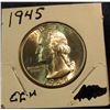 Image 1 : 425. 1945 P Washington Quarter. Brilliant MS 65. Redbook value is $38.00.