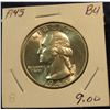 Image 1 : 427. 1945 P Washington Quarter. Brilliant MS 65. Redbook value is $38.00.