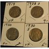 Image 1 : 534. 1919 P VF+, 23 S G, 30 P F-12, & 30 S VF Buffalo Nickels. Redbook value $22.50.