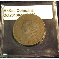 602. 1819 U.S. Large Cent. VG-8. Redbook value $25.00