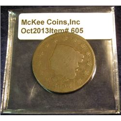 605. 1823 U.S. Large Cent. G-4. Redbook Value $65.00.