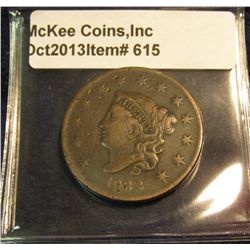 615. 1832 U.S. Large Cent. VF 20. Redbook value $65.00.