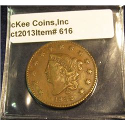 616. 1832 U.S. Large Cent. Choice VF 30. Redbook value $65.00.