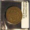 Image 2 : 619. 1834 U.S. Large Cent. F+. Redbook value $32.00.