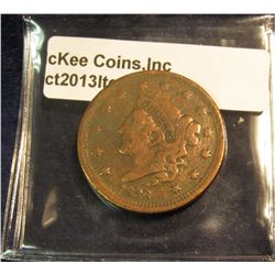 628. 1838 U.S. Large Cent. VG-8. Redbook value $25.00