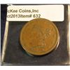 Image 1 : 632. 1839 U.S. Large Cent. Booby head. VF 20. Redbook value $60.00.