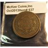 Image 2 : 637. 1840 Large Date U.S. Large Cent. VF 20. Redbook value $35.00.
