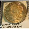 Image 1 : 1390. 1891 P U.S. Morgan Silver Dollar. Rainbow toned MS 65 with a Prooflike reverse. Redbook value 