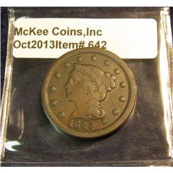 642. 1844 Point of bust to left of peak of 1, Point of Curl over right edge of 8, Left base of 1 ove