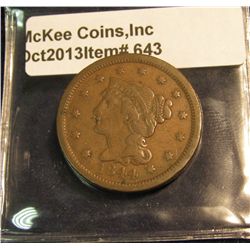 643. 1844 Point of bust to left of peak of 1, Point of Curl over right edge of center loop of 8, Lef