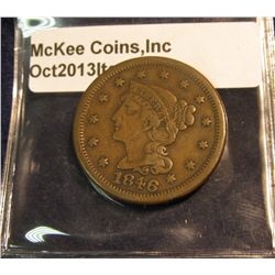 646. 1846 U.S. Large Cent. VF 20. Your chance to decide the Newcomb variety.