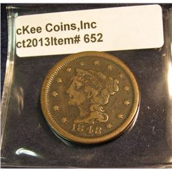 652. 1848 U.S. Large Cent. F-12.