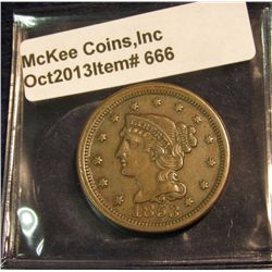666. 1853 U.S. Large Cent. EF 40.