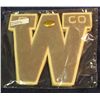 Image 1 : 1440. Pair of large "W" Letter Jacket letters, one with a gold football pin. Both have letters " E C